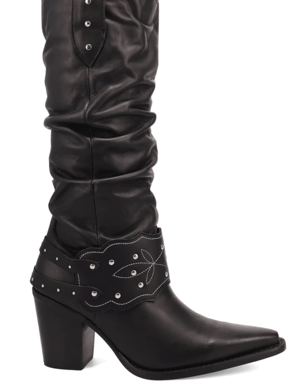 Dingo Black Studded Western Knee-High Boot size 8